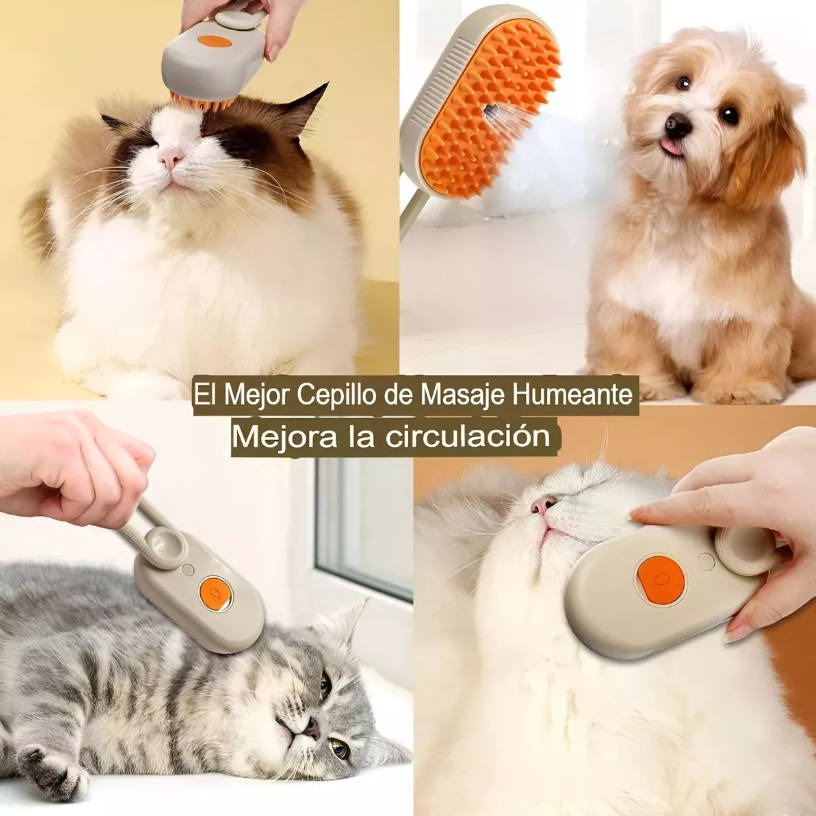 Cepillo Automático A Vapor 3 En 1 Para Gatos Perros Roro Cepillo Mascotas Color Crema